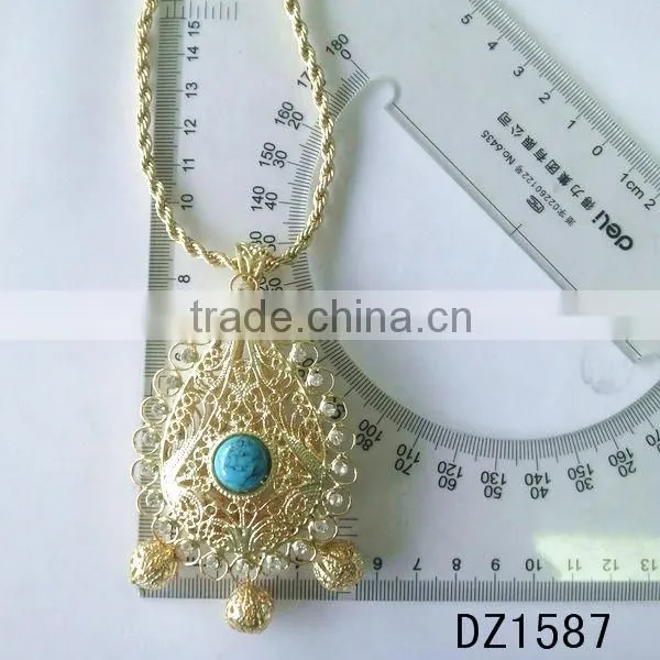 new design ruby beads necklace rhinestone gold morocco pendant