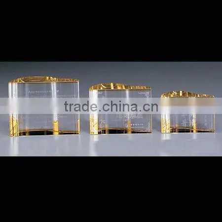 2016 Best selling clear crystal glass paperweight for celebration