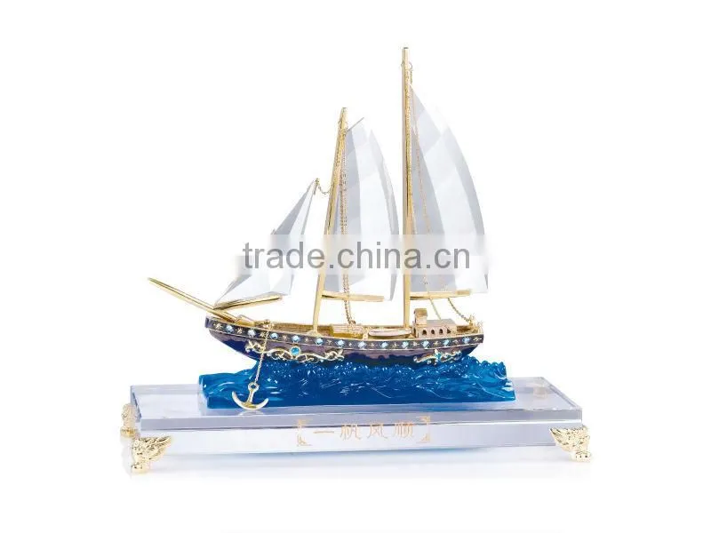 RORO home decoration crystal glass craft sailing ships household decor