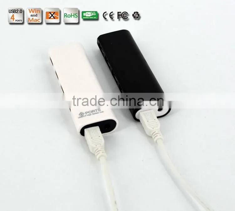 Slim shape but High Speed 480MBPS usb2.0 4 por hub form usb por hub suppliers with Plastic Casing