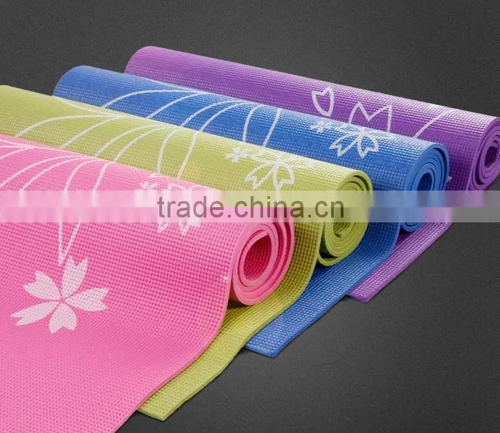 High Quality PVC 6mm Yoga Mat with decorative pattern Indoor Fitness Equipments Body building pad
