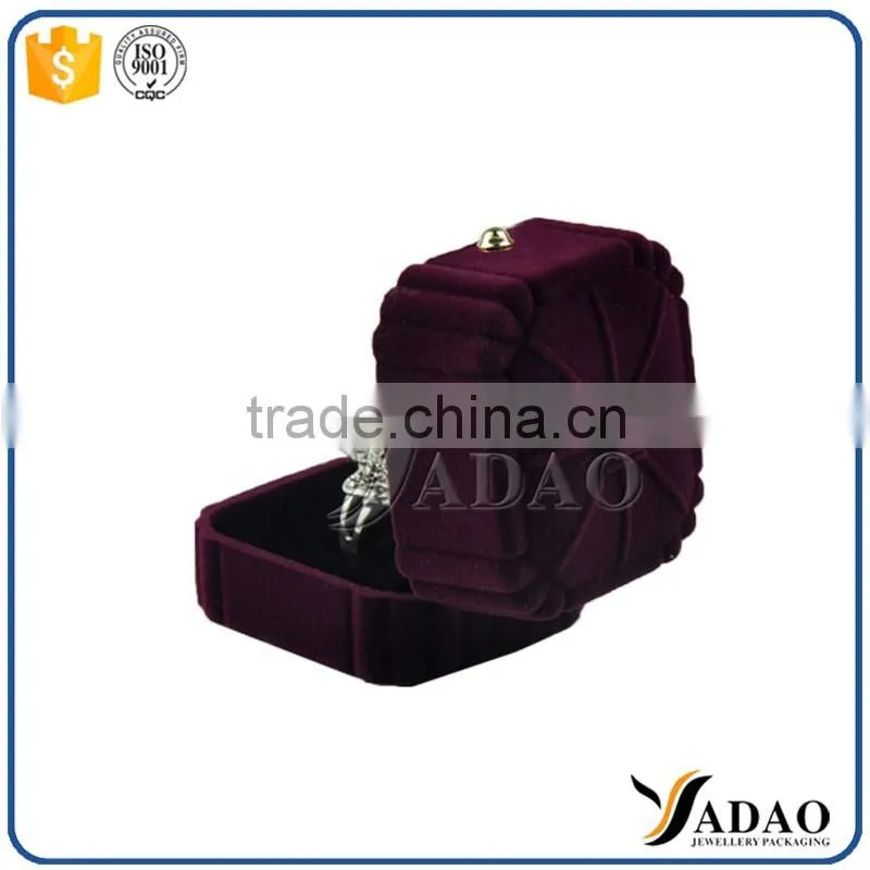 unique high quality purple custom velvet jewelry boxes ring packaging