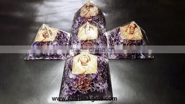 Red Colour Orgone Pyramid With Silver Pearl,s : Wholesale Orgone pyramid