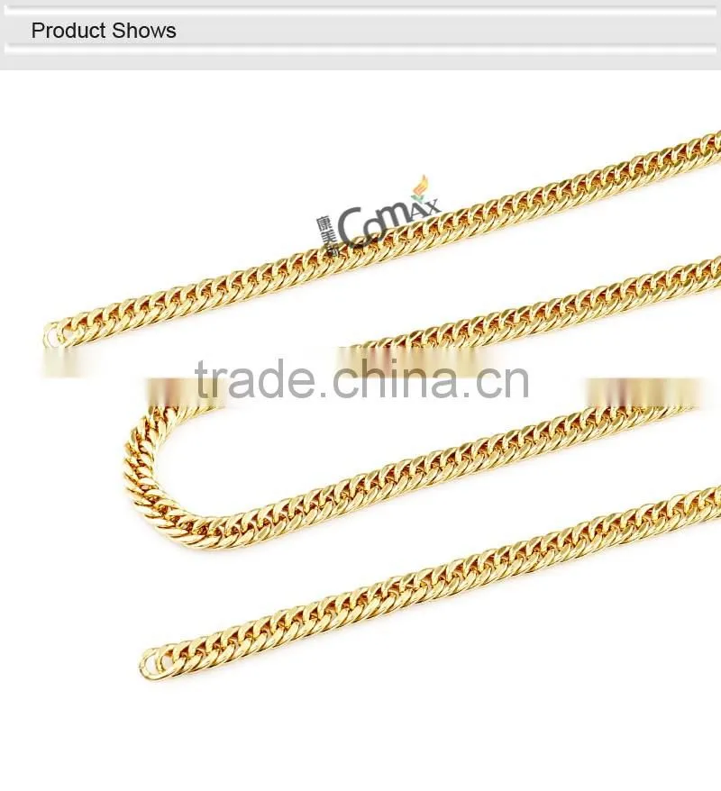 Fashion Yellow Gold Flat Tote Metal Handbag Chains Straps Purse Handle