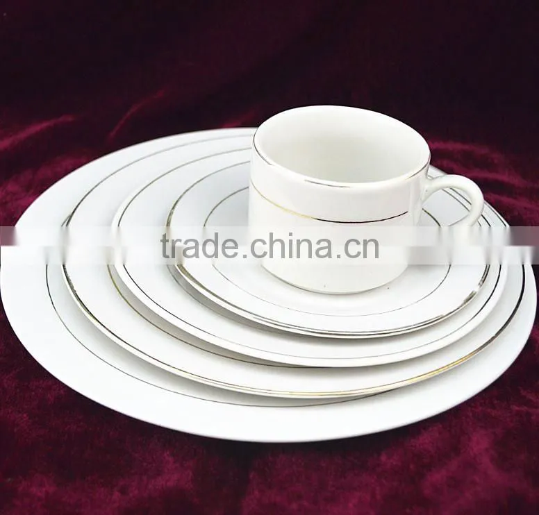 Royal design porcelain 45pcs dinner set gold rim dinnerware, plate and bowl