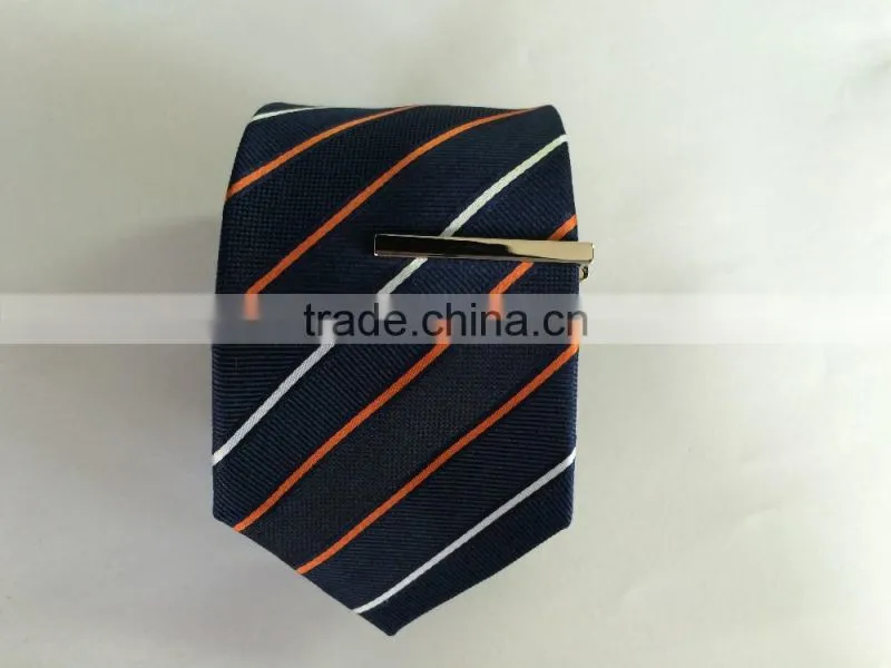 Men's whiteorangenavy 100% silk tie with diagonal strip design