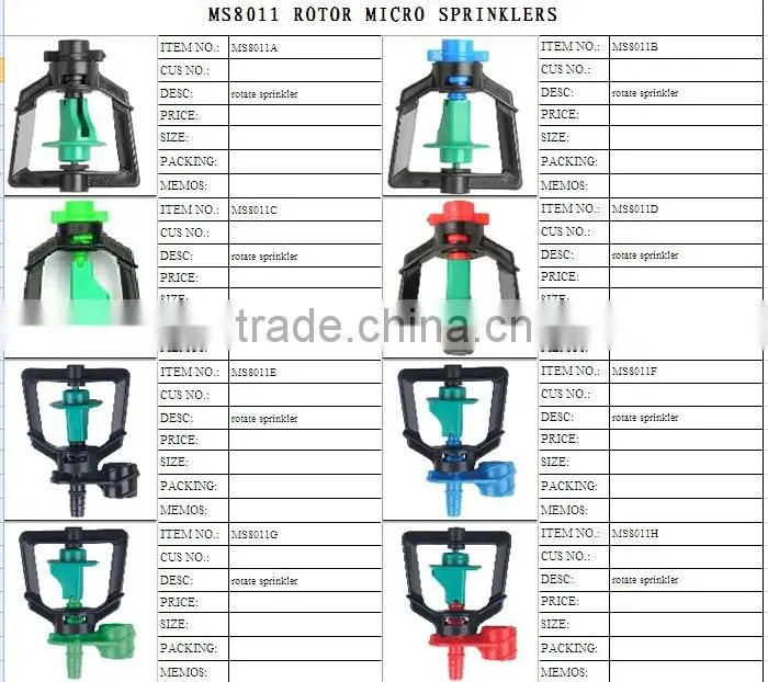 water irrigation sprinklerr system micro mist rotate sprinkler