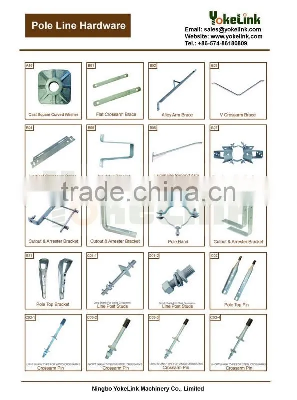 High strength Carbon steel I'' Structural electrical crossarm wood crossarm insulator pin for Cable Hardware