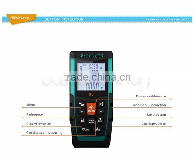 Mileseey 100m Handheld Laser Distance Meter Digital Laser Range Finder Laser Range Meter Laser Tape Measure X6