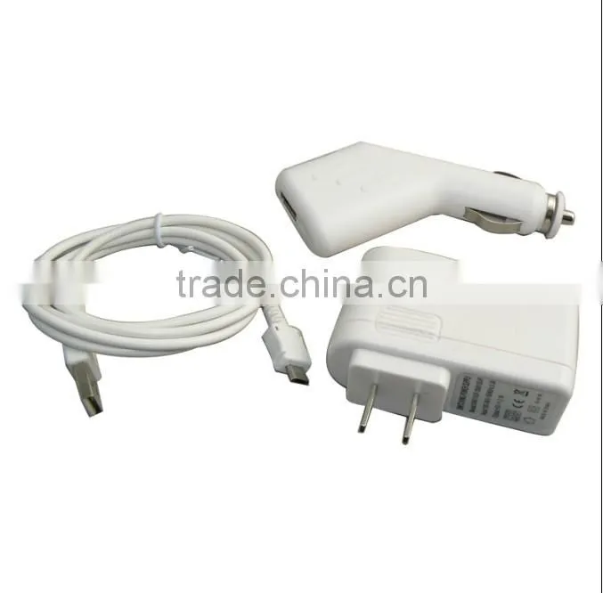 3 in 1 usb cable charger USB home car charger adapter +micro usb cables+tavel wall charger