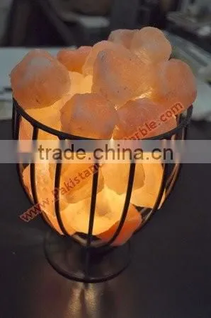WholeSale 2017 New Design WROUGHT IRON SALT LAMPS WITH SALT CHUNKS