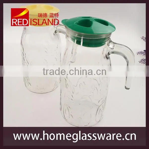 large glass water bottle with lid, juice bottle