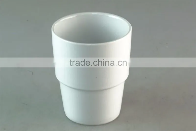 Cheap stocked whitel round ceramic cup without handle