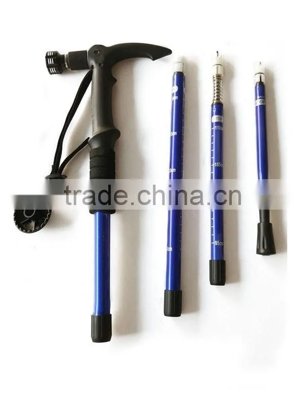 Retractable walking cane with flashlight 5 LED, Aluminum 7075, 4 sections, SZ19003