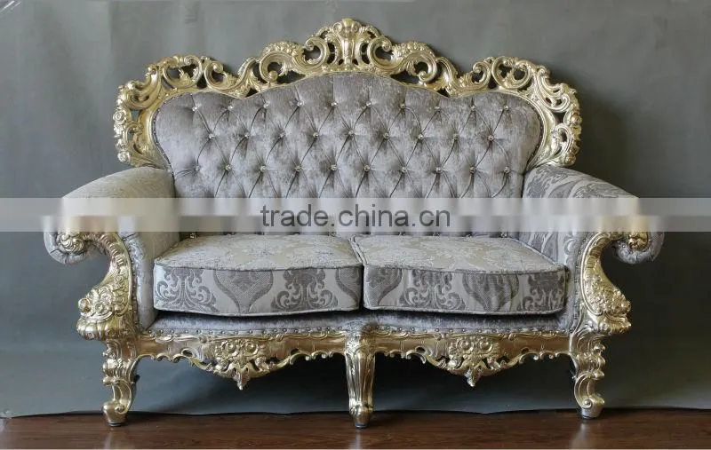 Silver leaf European style classical sofa