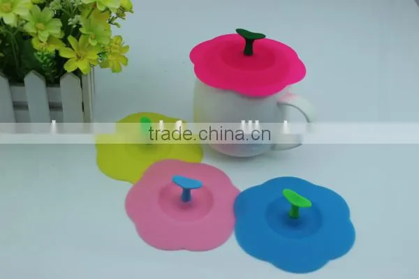 2014 brand new colorful FDA LFGB flower silicone glass lid
