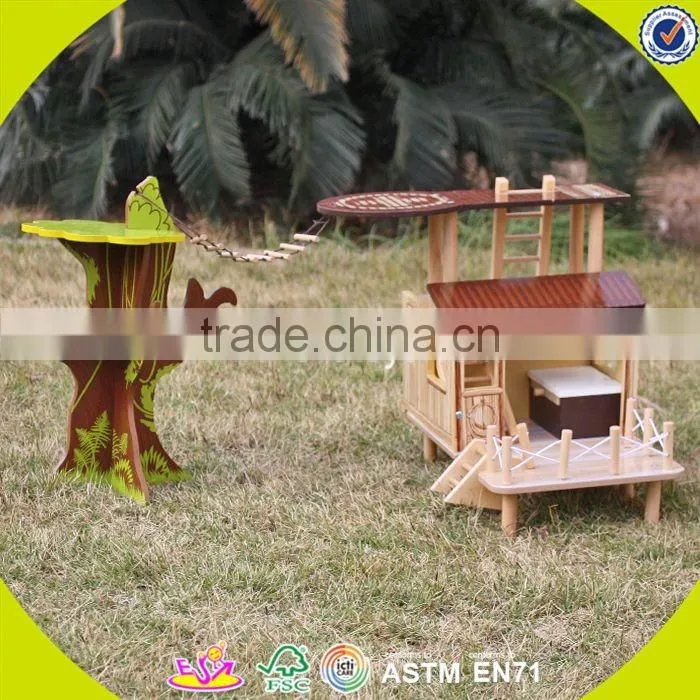 2017 New products indoor children toys wooden treehouse dollhouse W03B059