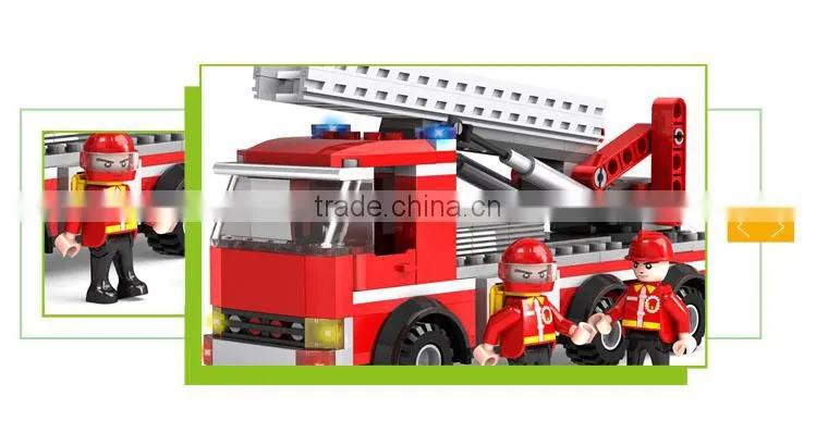 Creative children diy building blocks set mini fire truck toy