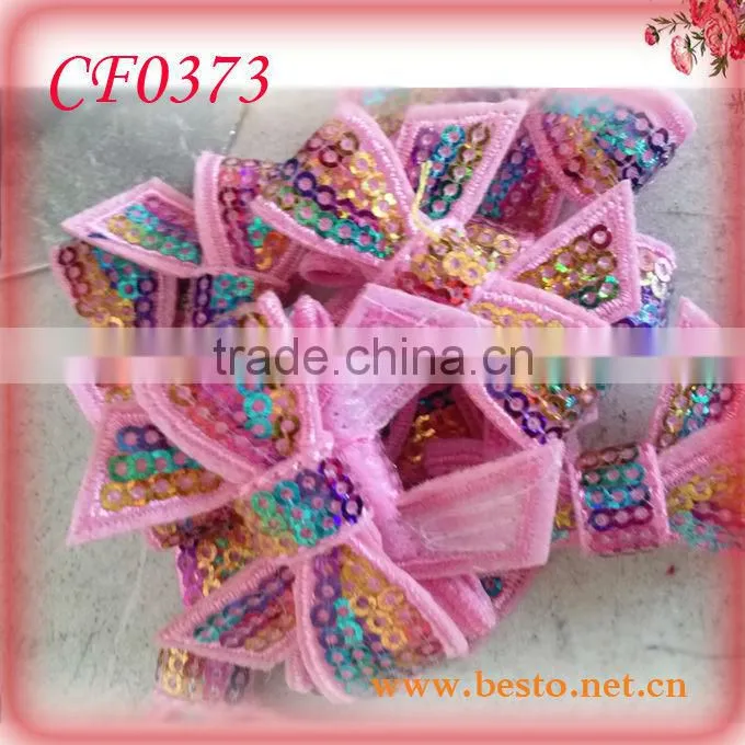 CF0373 Fashion beautiful handmade cheap wholesale sequin bow applique for dress