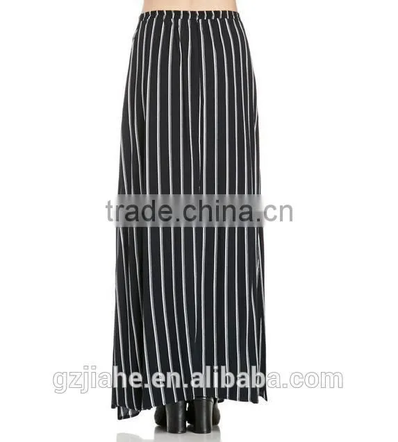 New Maxis Splits Skirts Women Plus Size Maxi Skirt Fashion High Street Black Striped Women Long Skirt