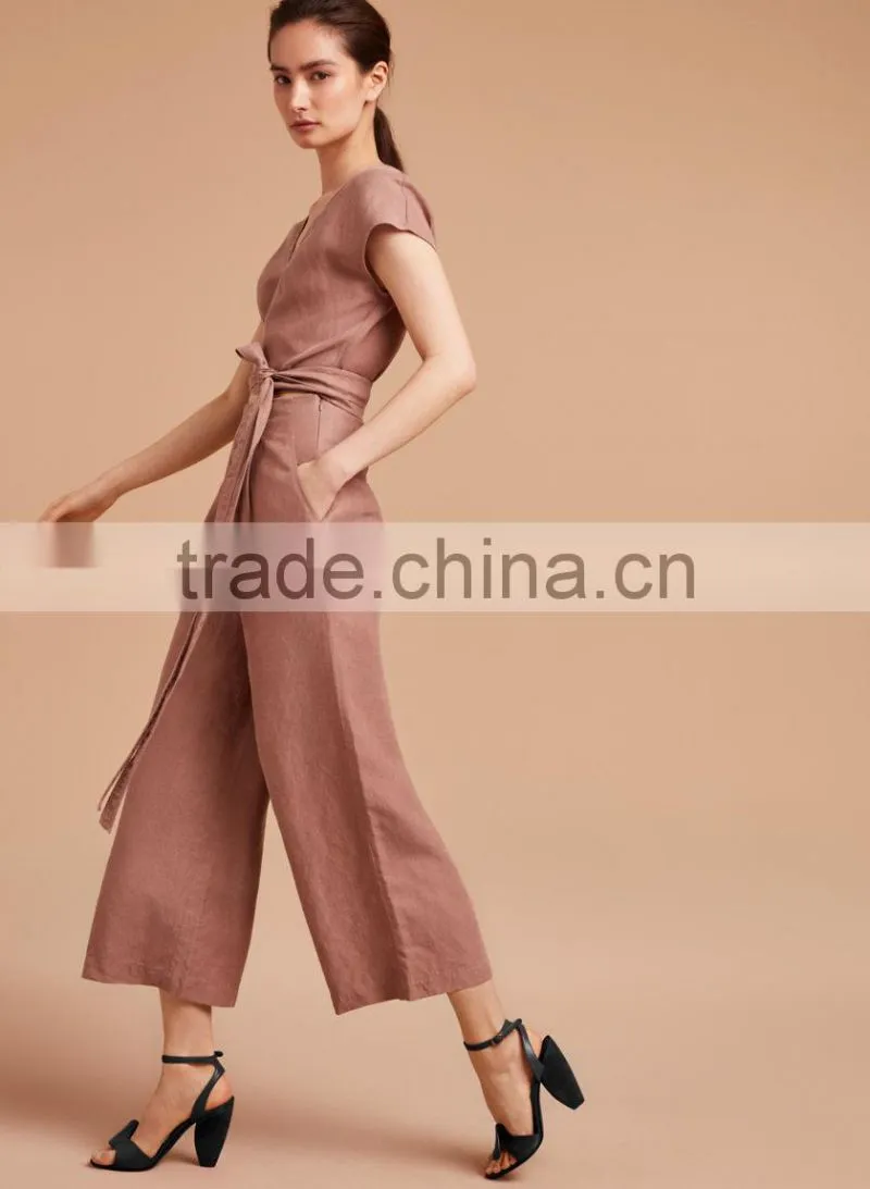 Women jumpsuit manufactuer hot sale women sexy design self-tie straps jumpsuits