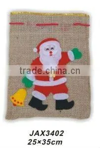 Linen x'mas bag with snowman patch
