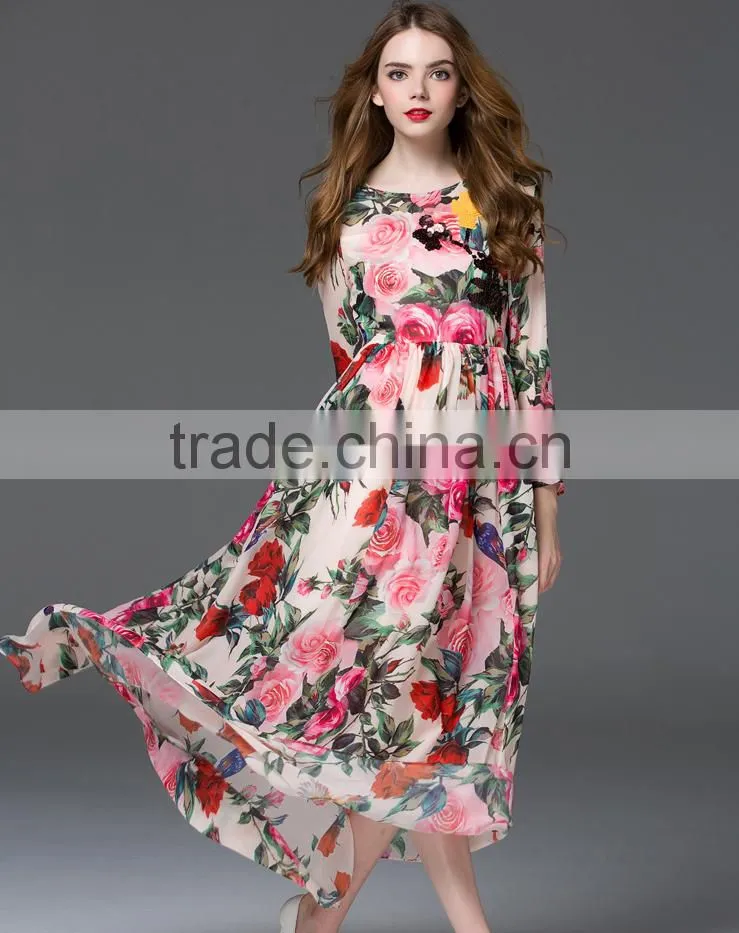 High quality hot selling women's printing elegant long dress