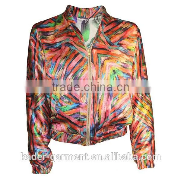 2015 Trendy Color Sublimation Jacket Zipper Up Jacket for Women