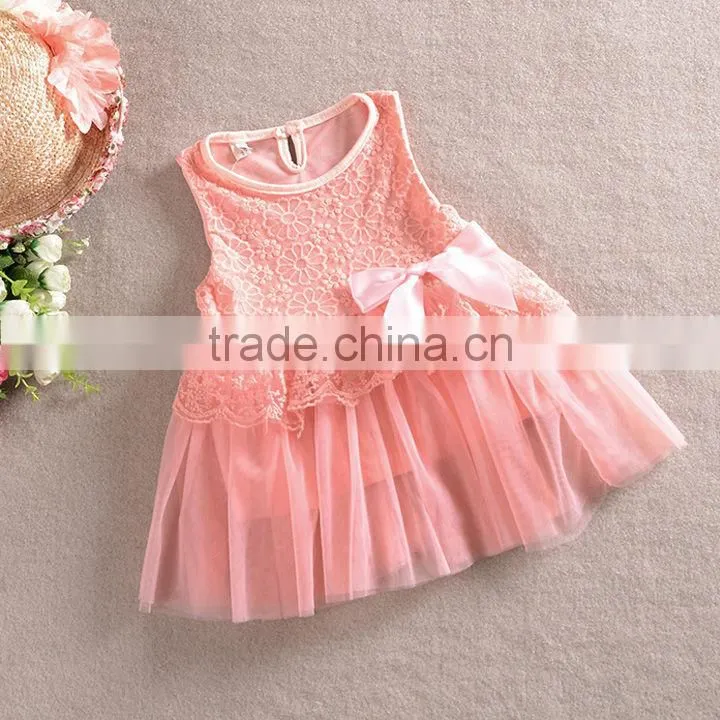 New girls children's summer lace tulle dress flower princess party dress Birthday Gift 4 Colors SV000411