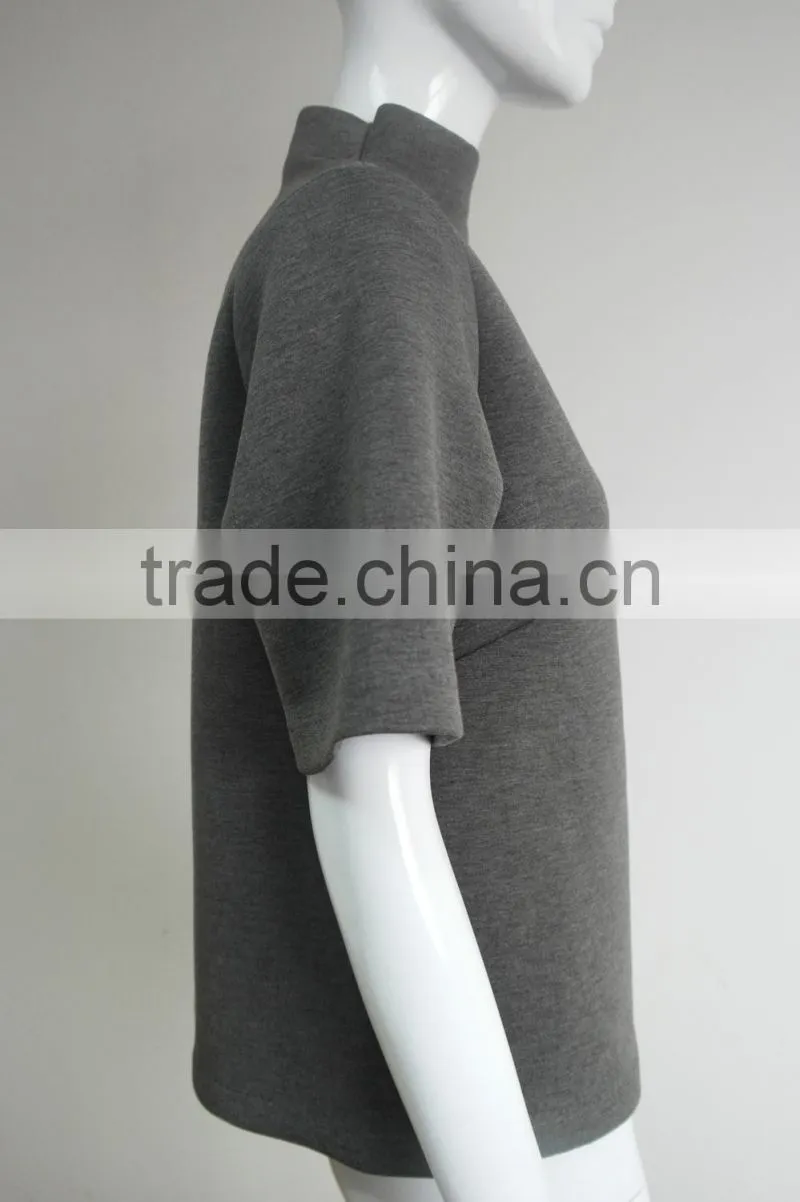 Fashion women neoprene knit blouse top
