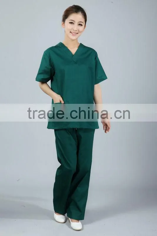 Pink V-Neck Hospital Uniform Scrubs with Front Pockets
