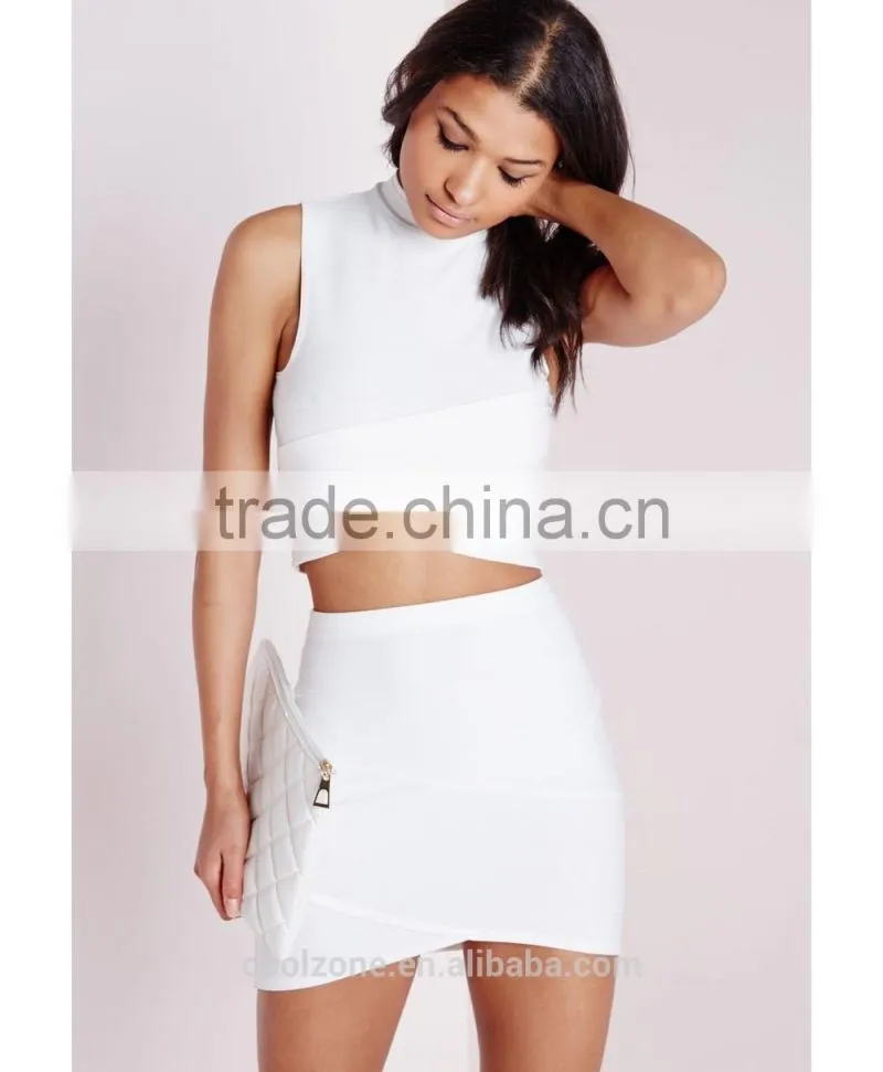 2015 New style sleeveless high neck ladies crop top