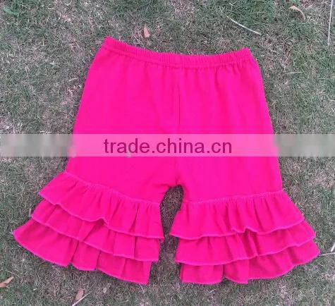 100% Cotton Pants with Triple Ruffles Bottom for Baby Girls Pants Knit Ruffle Wholesale Kids Clothes