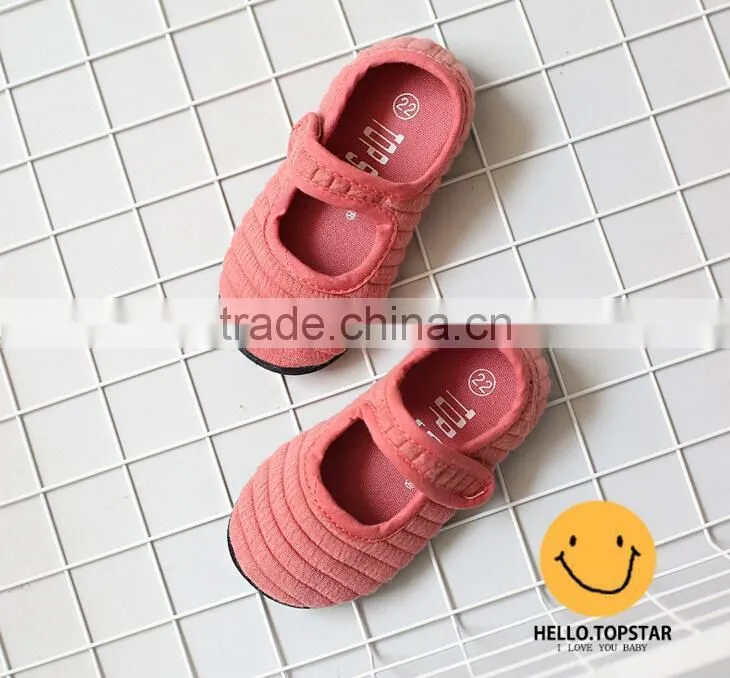 Canvas fabric girl shoes, magic velcro kids shoes