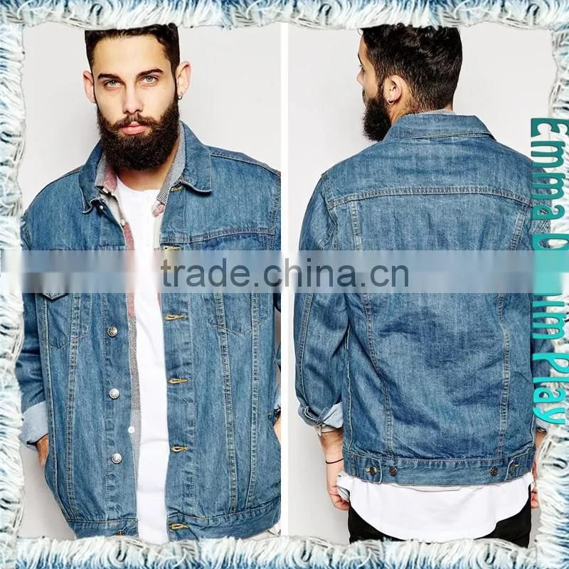 2016 New Korean Version Men Long Sleeves Denim Copper Button Jackets