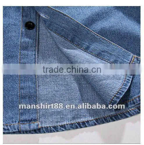 latest man's 100% cotton denim cowboy long sleeve casual shirt