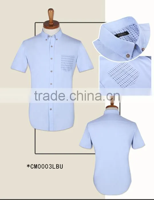 High Quality 100% Cotton new design men slim fit short sleeve dress shirt for summer
