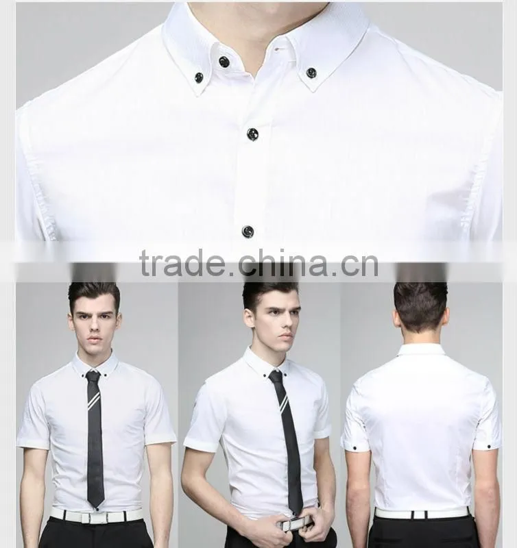 Slim black color short sleeve ,small collar cotton men shirts