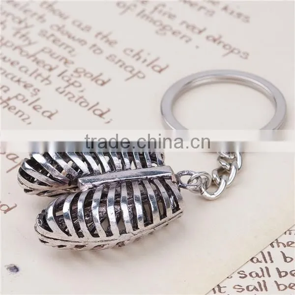 3D Keychain & Keyring Rib Cage Antique Silver 9.1cm