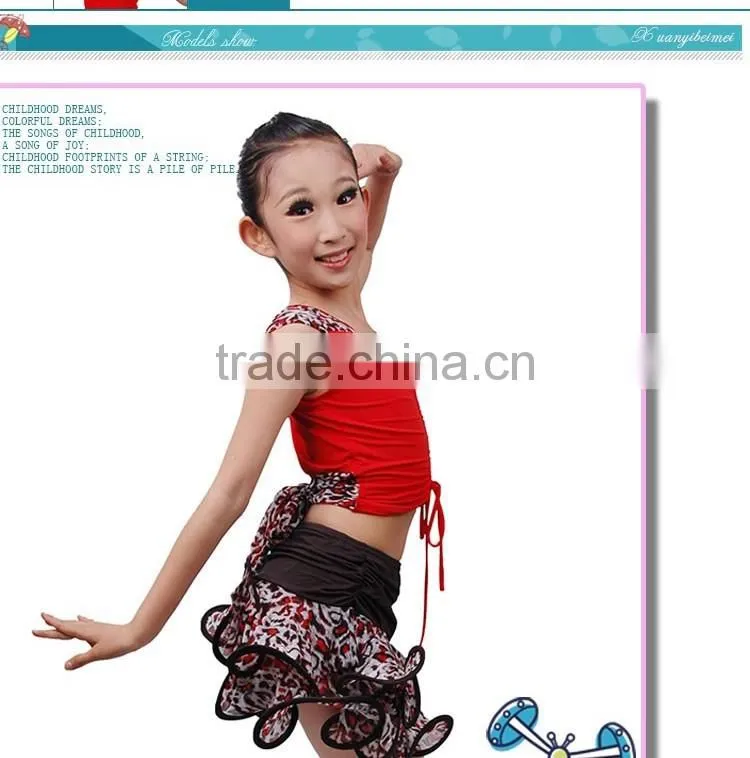 Children Girls Practice Latin Dance Dress Kids Leopard Sexy Vest Skirt Suit