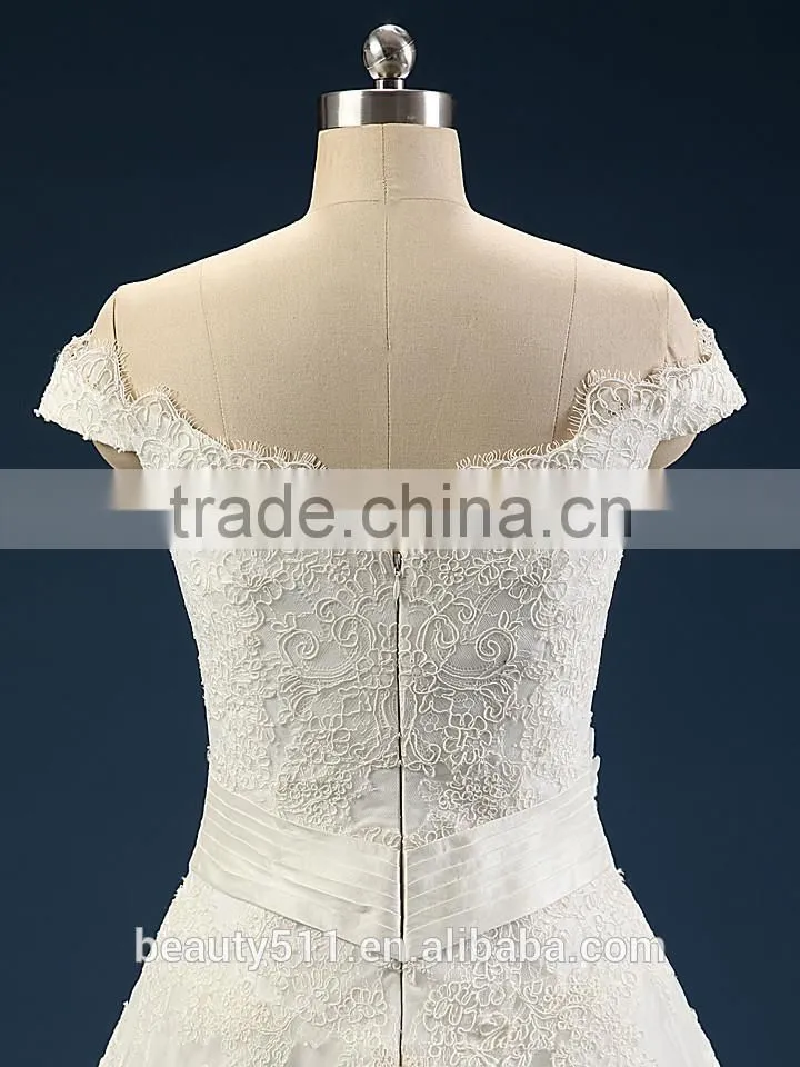 Wholesale 2017 Wedding dress Elegant A-line Sweetheart Cap Sleeve Tulle with lace wedding gown bridal dresses F106