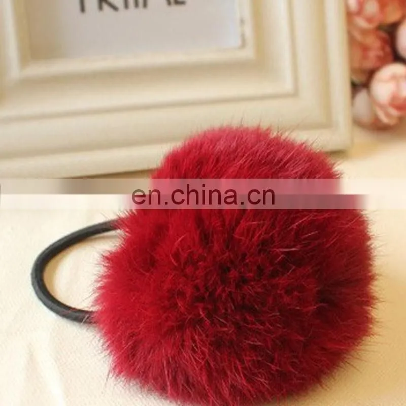 8cm genuine rabbit fur pompon hairband girl lady fur pom pom elastic