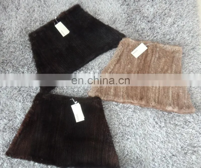 knitted mink fur tube cape for women