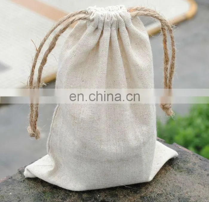 custom jewelry pouch linen drawstring pouch wholesale linen pouch printed logo with jute strings