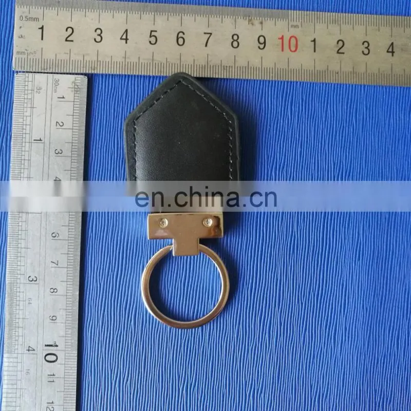Fashion custom made logo thick ring leather metal keychain