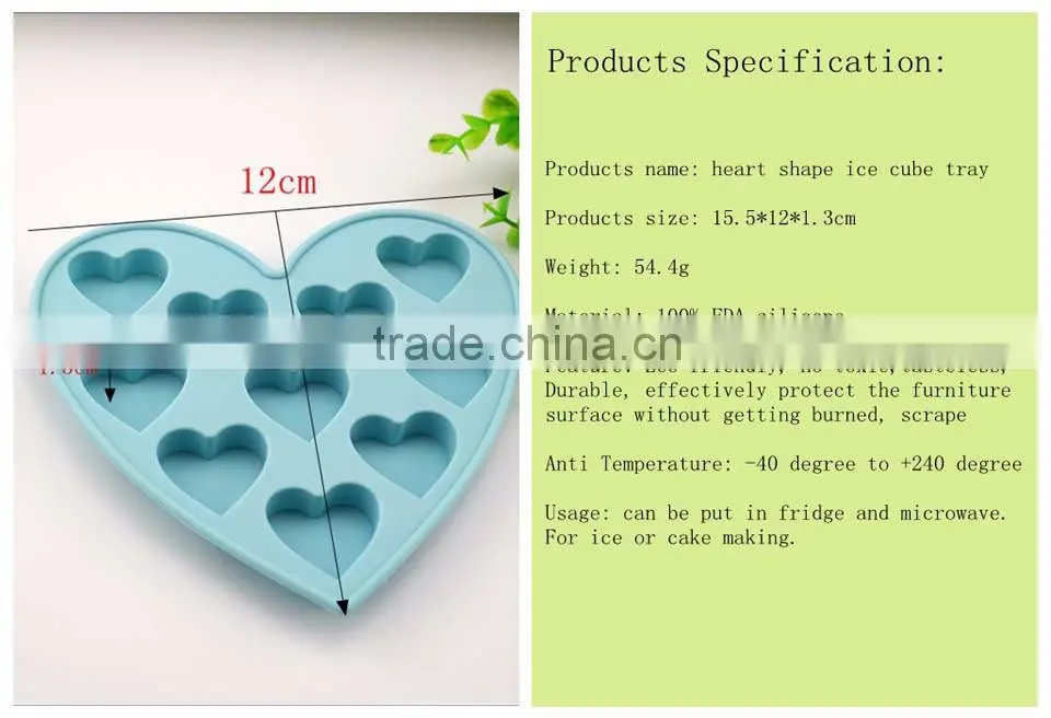 OEM available Romantic Love Heart shape custom ice cube tray