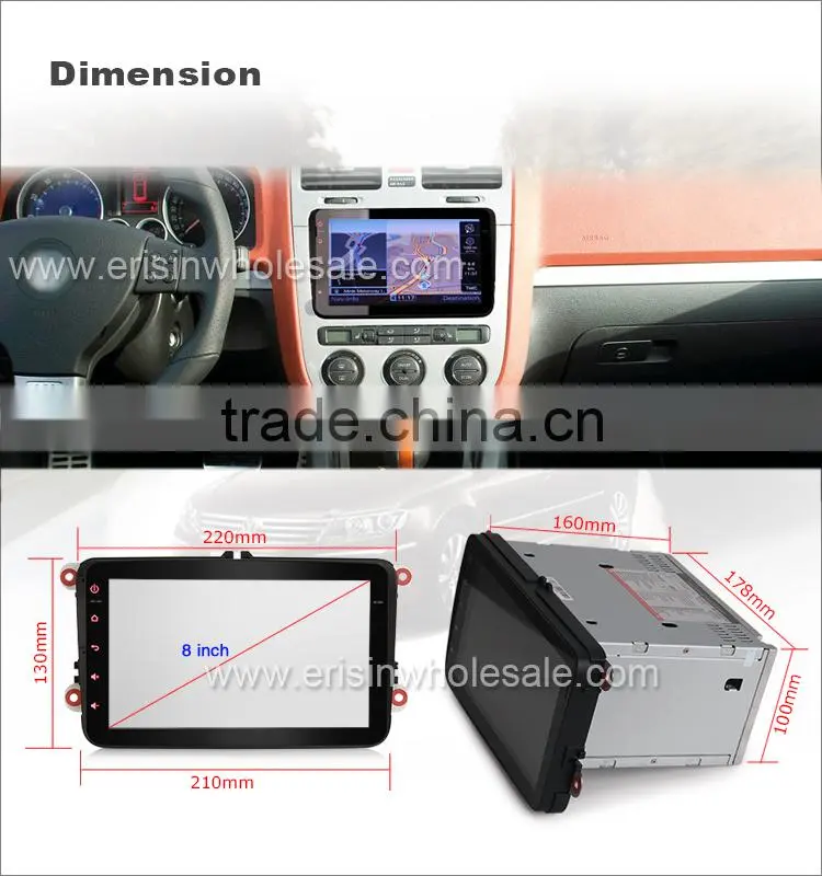 Erisin ES2802V Android 4.4.4 2 Din 8 inch Bluetooth Car Audio with GPS 3G WiFi for Passat