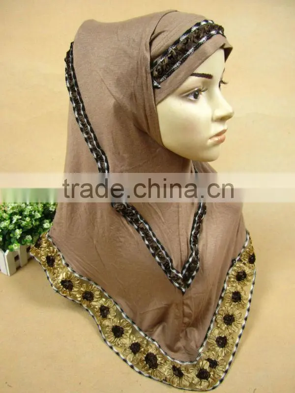 A515 Flower design 2 piece cotton Al- Amira hijabs