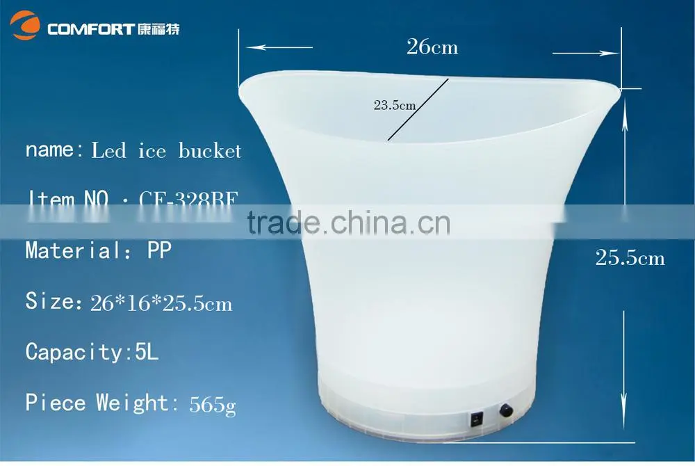 Plastic Material waterproof color changing LED party bar ice bucket