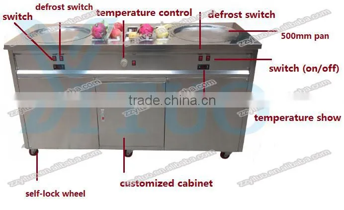 Double Pan Fried Ice Cream Machine / Ice Pan Ice Cream / Ice Cream Cold Plate